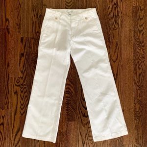white low-rise pants